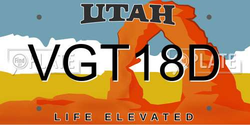VGT18D Utah License Plate