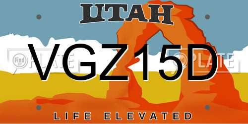 VGZ15D Utah License Plate