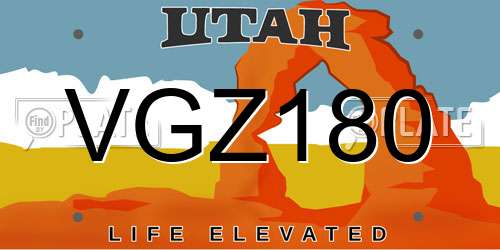 VGZ180 Utah License Plate