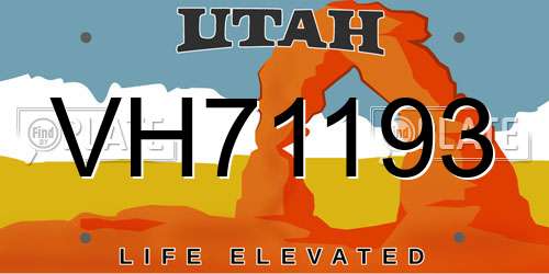 VH71193 Utah License Plate