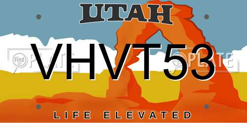 VHVT53 Utah License Plate