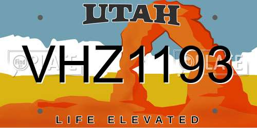 VHZ1193 Utah License Plate
