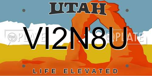 VI2N8U Utah License Plate