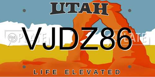 VJDZ86 Utah License Plate