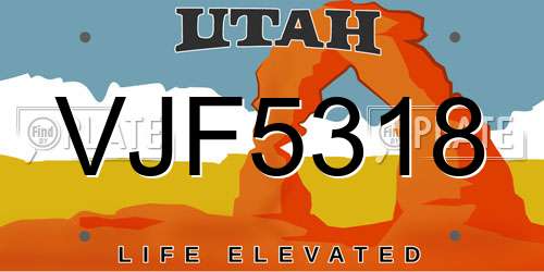 VJF5318 Utah License Plate