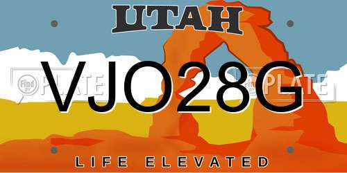 VJO28G Utah License Plate