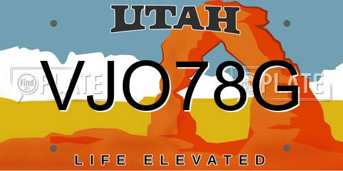 VJO78G Utah License Plate