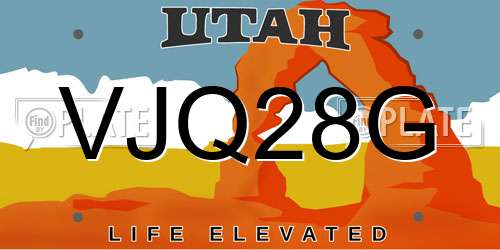 VJQ28G Utah License Plate