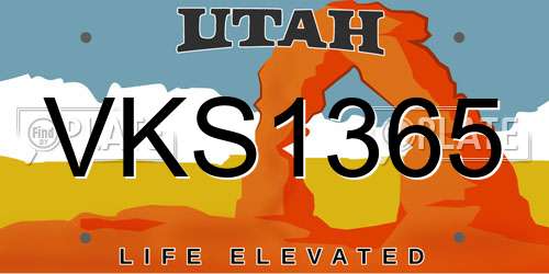 VKS1365 Utah License Plate
