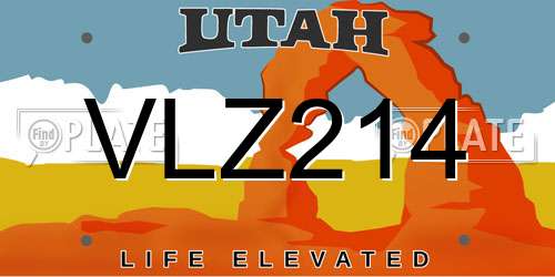 VLZ214 Utah License Plate