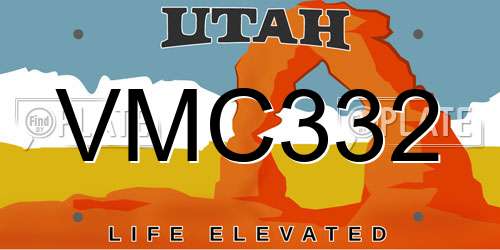 VMC332 Utah License Plate