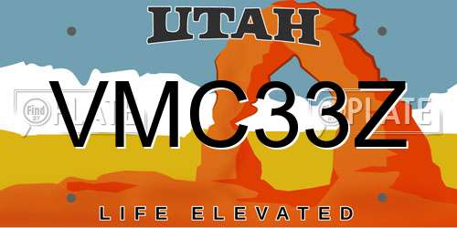VMC33Z Utah License Plate