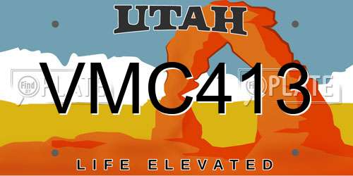 VMC413 Utah License Plate