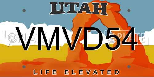 VMVD54 Utah License Plate