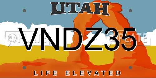 VNDZ35 Utah License Plate