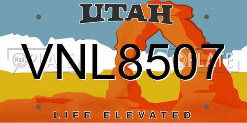 VNL8507 Utah License Plate
