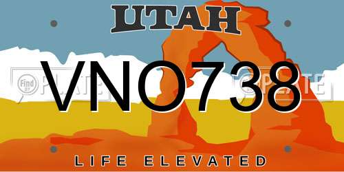 VNO738 Utah License Plate