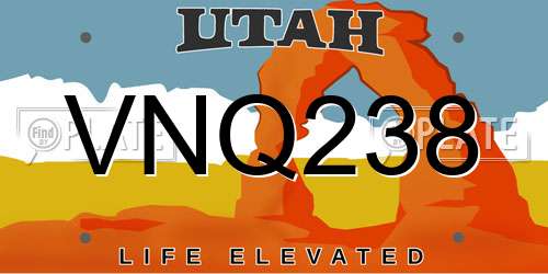 VNQ238 Utah License Plate