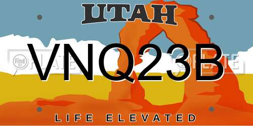 VNQ23B Utah License Plate