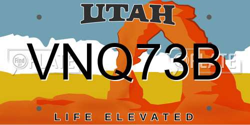 VNQ73B Utah License Plate
