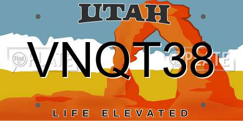 VNQT38 Utah License Plate
