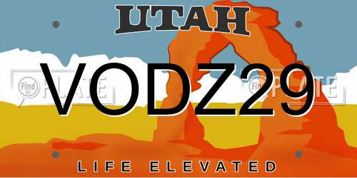VODZ29 Utah License Plate