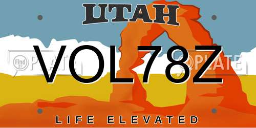 VOL78Z Utah License Plate