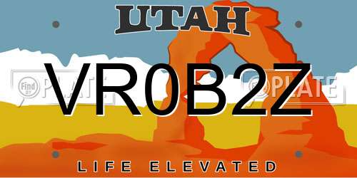 VR0B2Z Utah License Plate