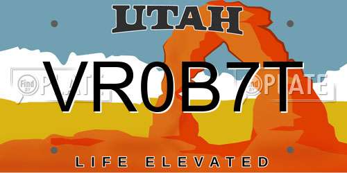 VR0B7T Utah License Plate