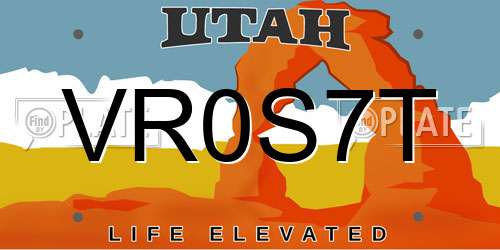VR0S7T Utah License Plate