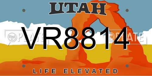 VR8814 Utah License Plate