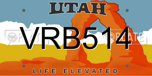 VRB514 Utah License Plate