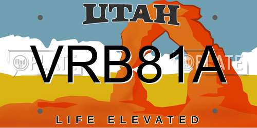 VRB81A Utah License Plate