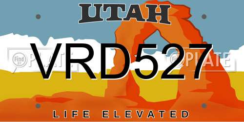 VRD527 Utah License Plate