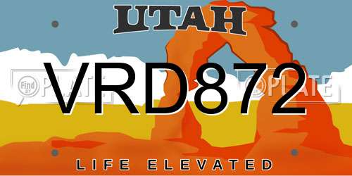 VRD872 Utah License Plate