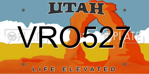 VRO527 Utah License Plate