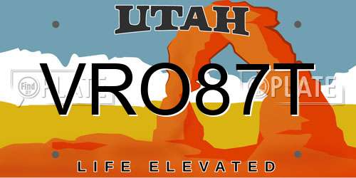 VRO87T Utah License Plate