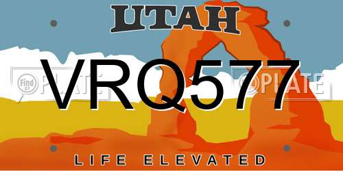 VRQ577 Utah License Plate