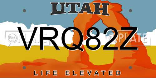 VRQ82Z Utah License Plate