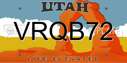 VRQB72 Utah License Plate