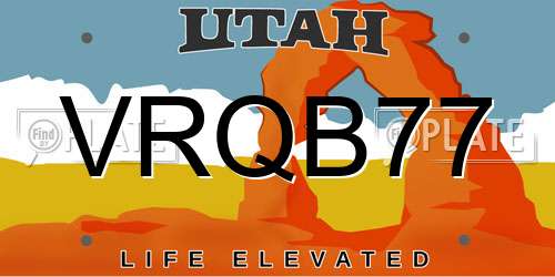 VRQB77 Utah License Plate