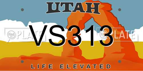 VS313 Utah License Plate