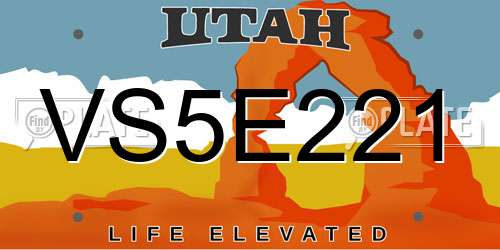 VS5E221 Utah License Plate