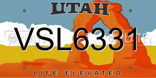 VSL6331 Utah License Plate