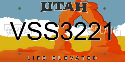 VSS3221 Utah License Plate