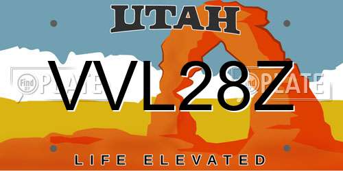 VVL28Z Utah License Plate