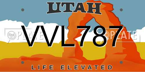 VVL787 Utah License Plate