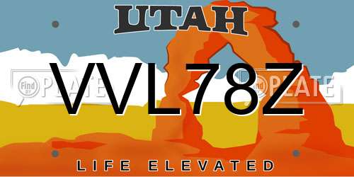 VVL78Z Utah License Plate