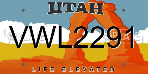 VWL2291 Utah License Plate