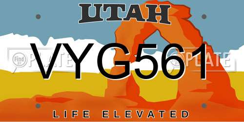 VYG561 Utah License Plate